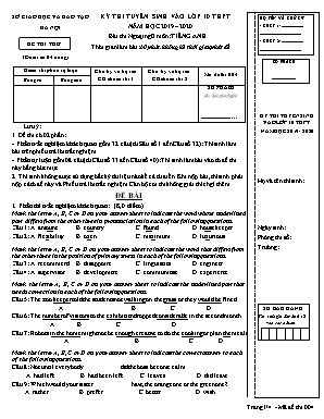 Đề thi thử tuyển sinh vào Lớp 10 THPT môn Tiếng Anh - Mã đề 004 - Năm học 2019-2020 - Sở giáo dục và đào tạo Hà Nội